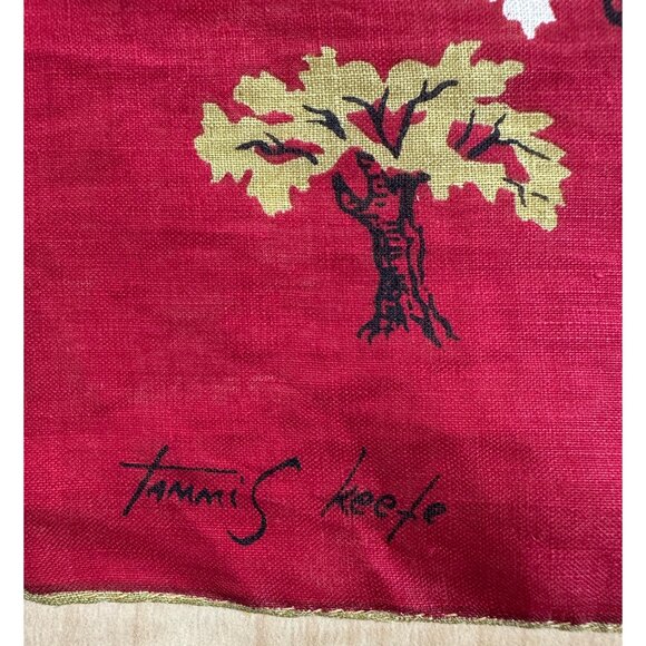 1950s Tammis Keefe handkerchief featuring trees in every season - Picture 2 of 4